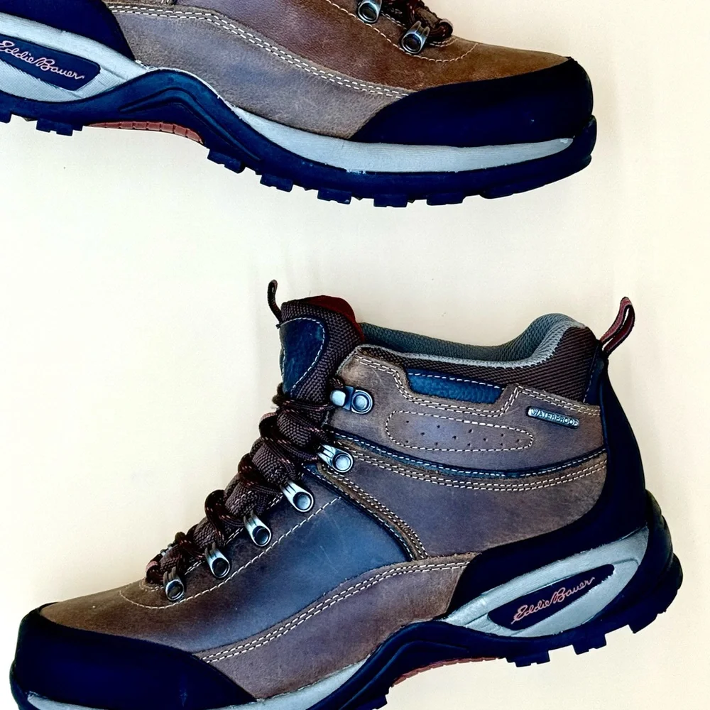 Eddie Bauer Bradley Men's Brown‎ Leather Waterproof Hiking Boots US 11M